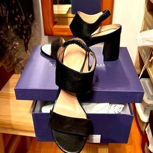 Stuart Weitzman black open toe sling back heels pumps size 8 M